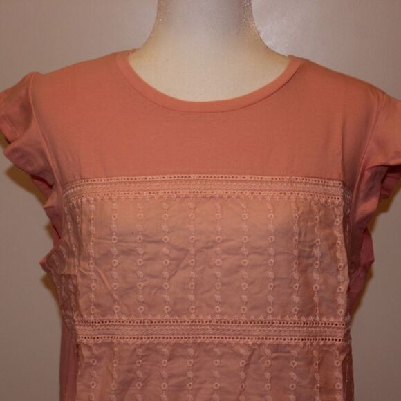 NWT Liv Los Angeles  Anthropologie Eyelet Blush. Top Women Size Large - Picture 3 of 11